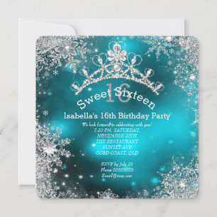 Invitation Douze Ans Sucrés Merveilleux Hiver Argent Sarcelle