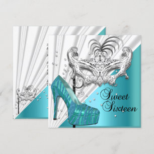 Invitation Douze ans tendres 16 Masque de masquerade argent s