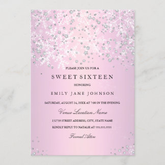 Invitation Douze jolies merveilles hivernales en rose flocons