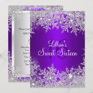 Invitation Douze rose flocon de neige merveilleux d'hiver