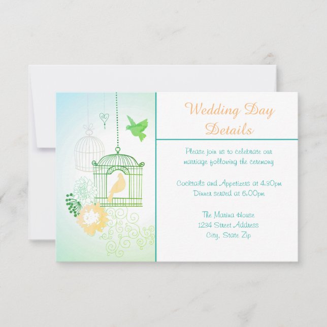 Invitation Doves & Cages - Détails du jour de mariage (Devant)