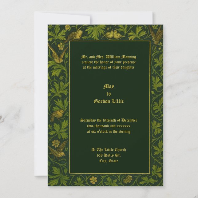 Invitation Doves On Flowering Vine Wedding (Devant)