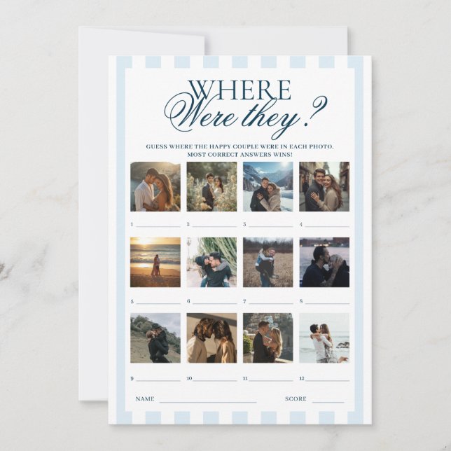 Invitation Downloadable Blue Stripes Where were they Card (Devant)