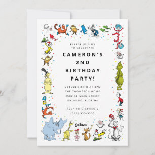 Invitation Dr. Seuss Character Confetti   ANNIVERSAIRE DE ENF