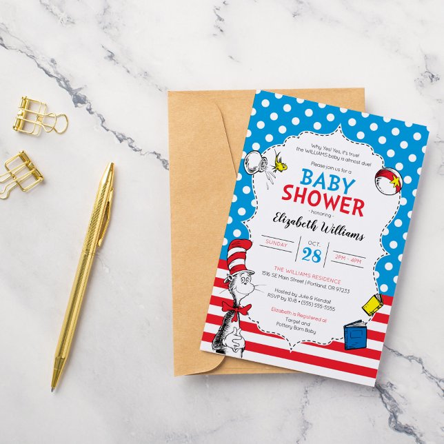 Invitation Dr. Seuss - Chat dans le Baby shower Casquette (Créateur téléchargé)