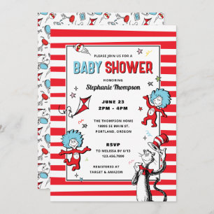Invitation Dr. Seuss - Chat dans le Casquette Baby shower