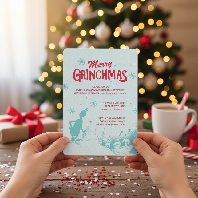 Invitation Dr. Seuss | Grinch - Fête de fin d'année (Créateur téléchargé)