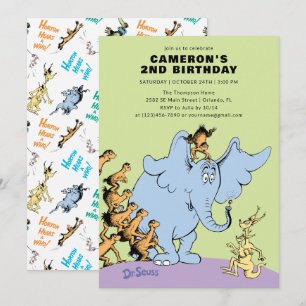 Invitation Dr. Seuss Horton Entend un Qui!   Anniversaire Enf