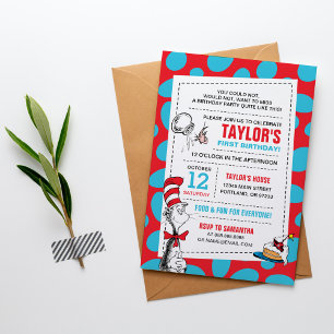 Invitation Dr. Seuss Le Chat Chapeauté pour son Anniversair
