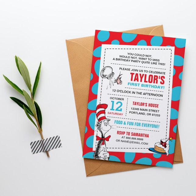 Invitation Dr. Seuss | Le Chat Chapeauté pour son Anniversair (Créateur téléchargé)