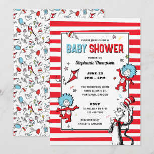 Invitation Dr. Seuss - Le Chat dans le Chapeau Baby Shower