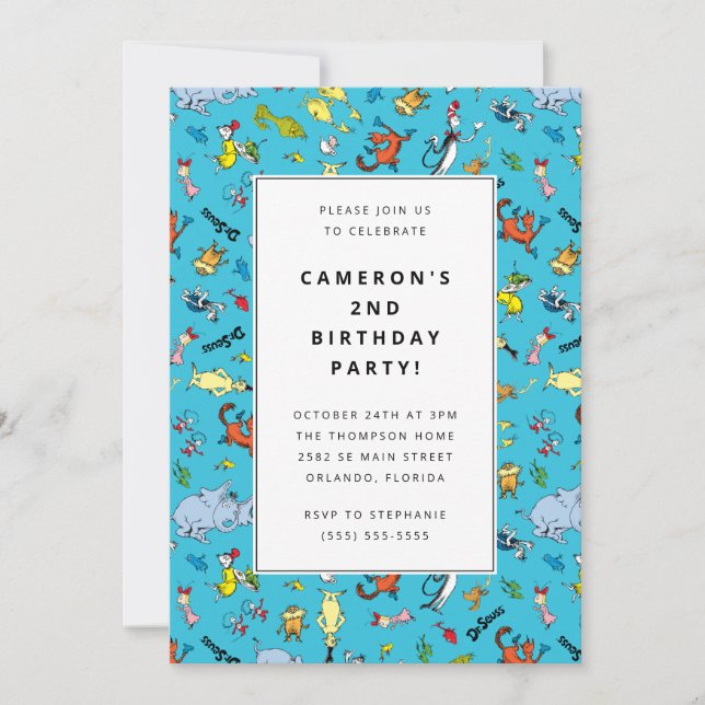 Invitation Dr. Seuss Motif | ANNIVERSAIRE DE ENFANT (Devant)