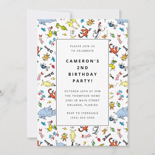 Invitation Dr. Seuss Motif | ANNIVERSAIRE DE ENFANT (Devant)