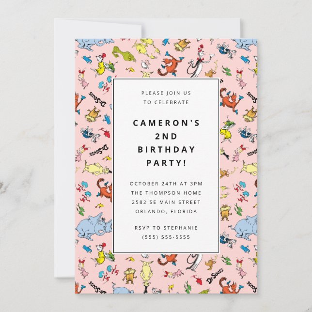 Invitation Dr. Seuss Motif | ANNIVERSAIRE DE ENFANT (Devant)