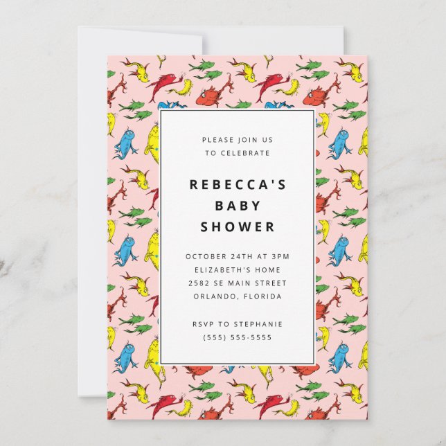 Invitation Dr. Seuss - One Fish, Two Fish | Baby Shower (Devant)