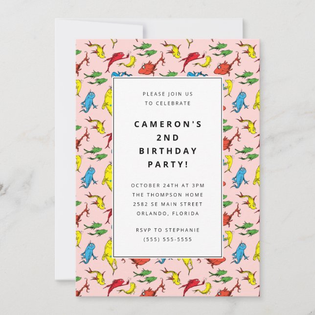 Invitation Dr Seuss - Un Poisson, Deux Poissons | ANNIVERSAIR (Devant)