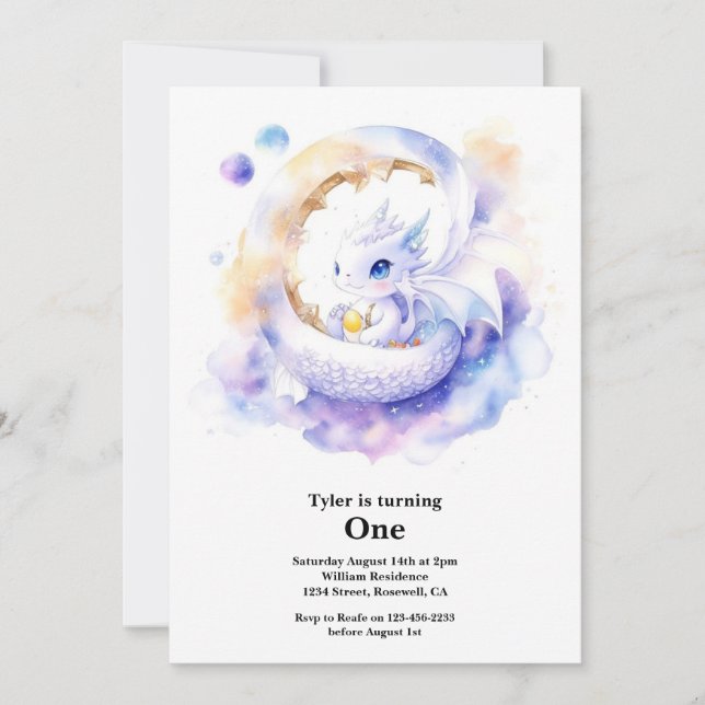 Invitation Dragon 1er anniversaire (Devant)