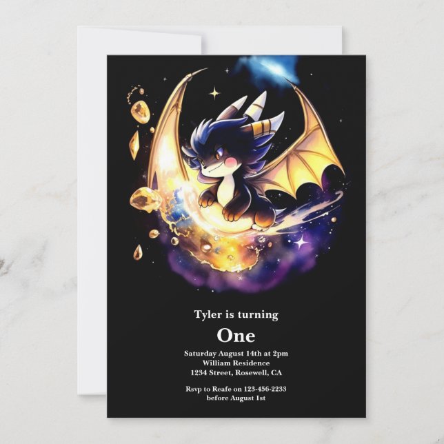 Invitation Dragon 1er anniversaire (Devant)