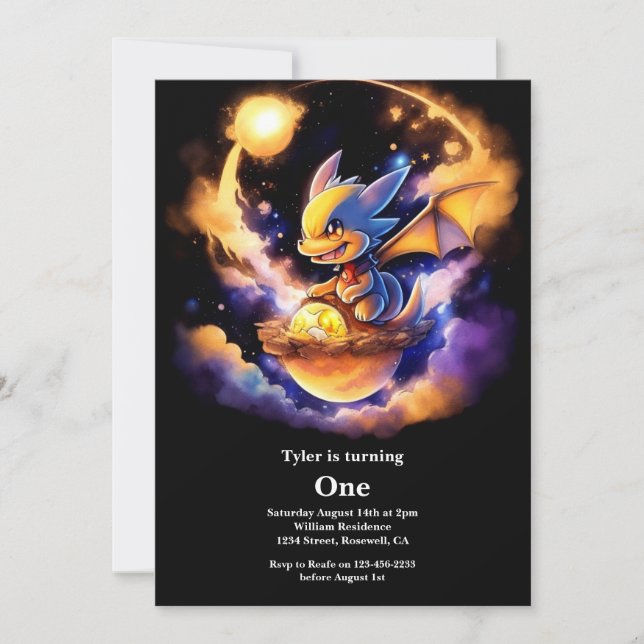 Invitation Dragon 1er anniversaire (Devant)
