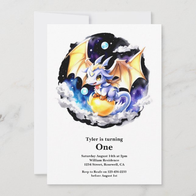 Invitation Dragon 1er anniversaire (Devant)