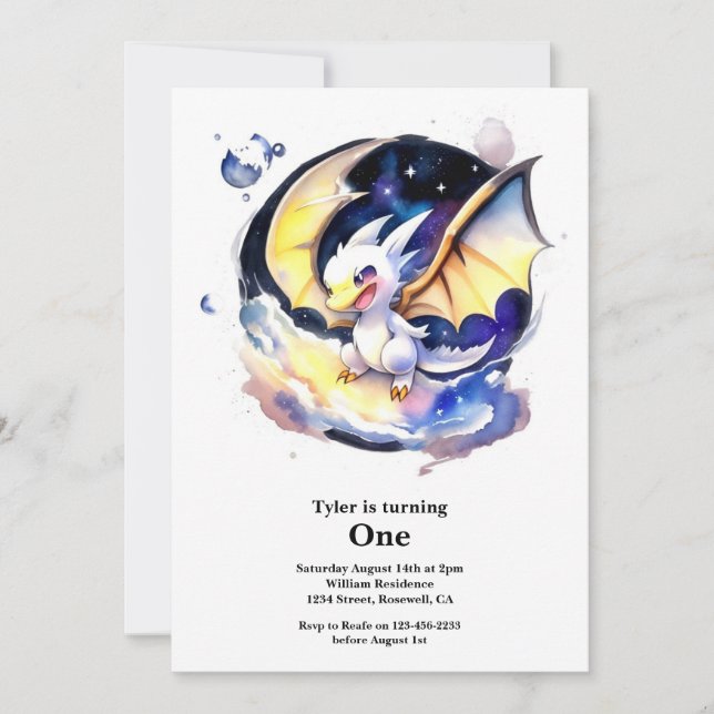 Invitation Dragon 1er anniversaire (Devant)