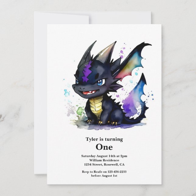 Invitation Dragon 1er anniversaire (Devant)