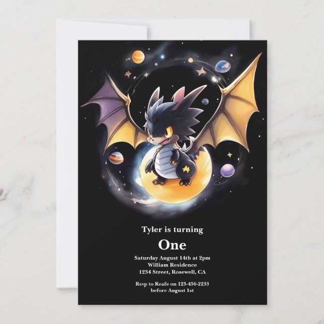 Invitation Dragon 1er anniversaire (Devant)