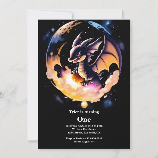 Invitation Dragon 1er anniversaire (Devant)