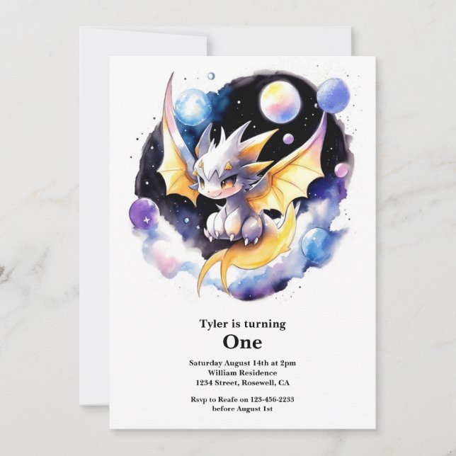 Invitation Dragon 1er anniversaire (Devant)