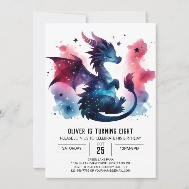 Invitation Dragon à ailes chaudes Enfants d'anniversaire (Devant)