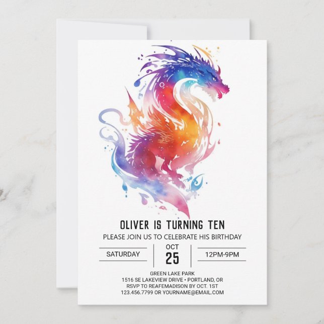 Invitation Dragon Adventure Enchanted Birthday (Devant)