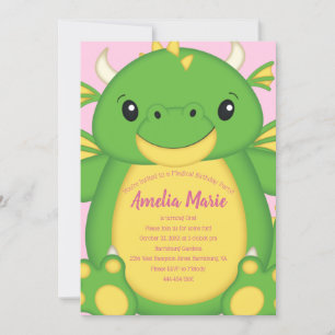 Invitation Dragon Anniversaire Pink