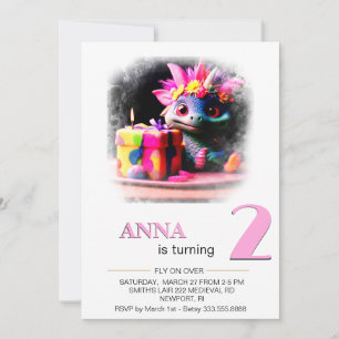 Invitation *~* Dragon Baby Photo age 2 AP88 Anniversaire