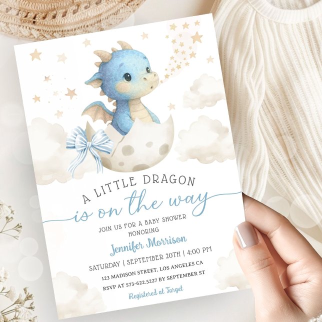 Invitation Dragon Baby Shower Boy Blue Hatching Soon (Créateur téléchargé)