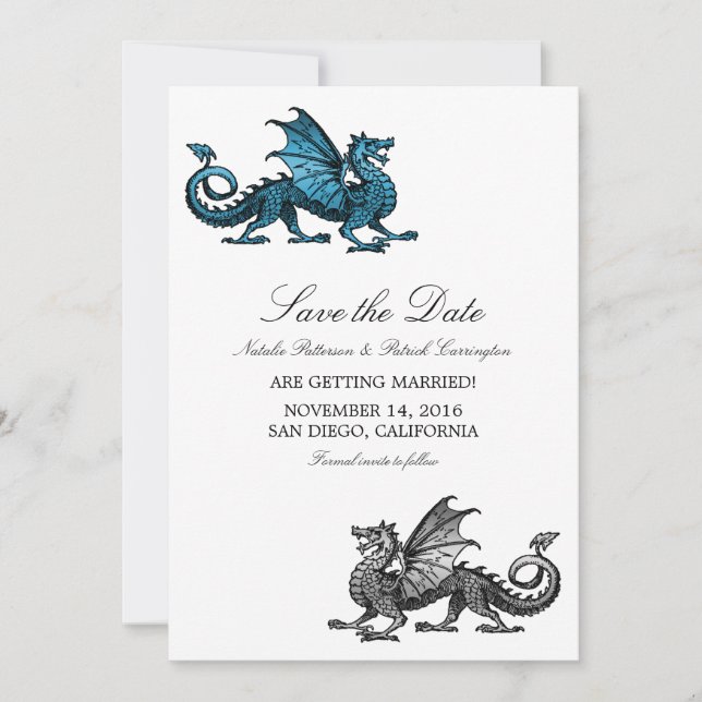 Invitation Dragon d'argent bleu Enregistrer l'Invitation de d (Devant)
