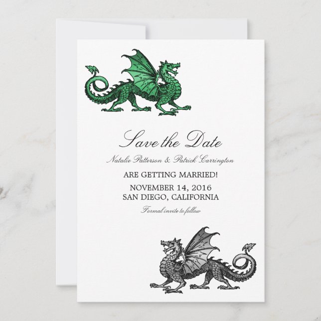 Invitation Dragon d'argent vert Enregistrer l'Invitation de d (Devant)