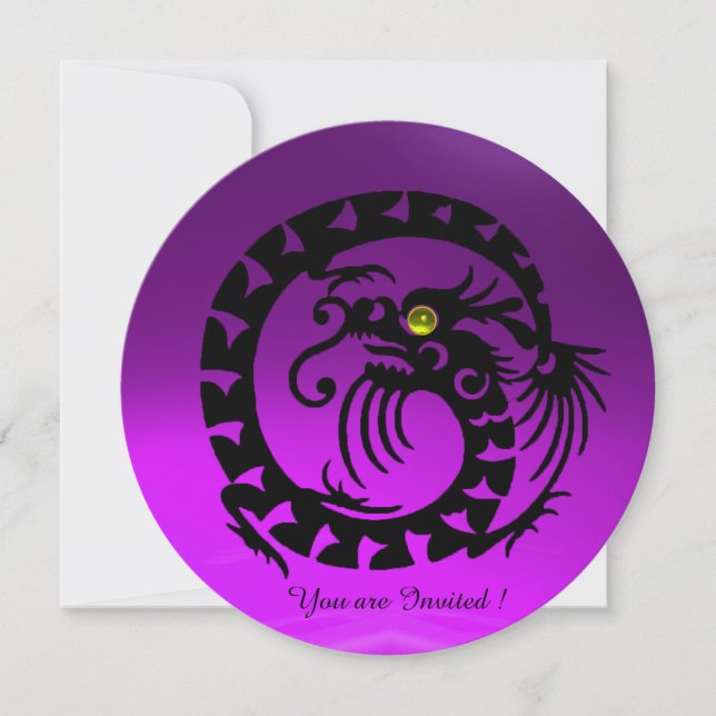 INVITATION DRAGON DE NAKE NOIR PURPLE AMÉTHYST GEM PIERRE (Devant)