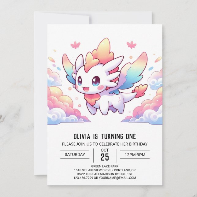 Invitation Dragon d'Imaginaire enchanté 1er anniversaire (Devant)
