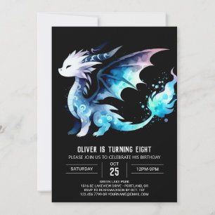 Invitation Dragon féroce minimaliste Anniversaire