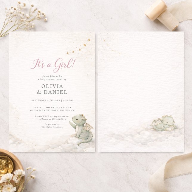 Invitation Dragon It's a Girl Couples Storybook Baby Shower (Créateur téléchargé)