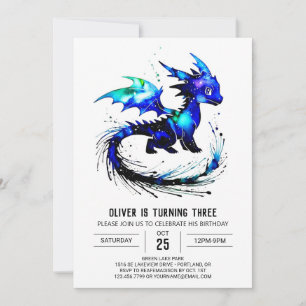 Invitation Dragon Magique Personnalisé Digital Boy Anniversai