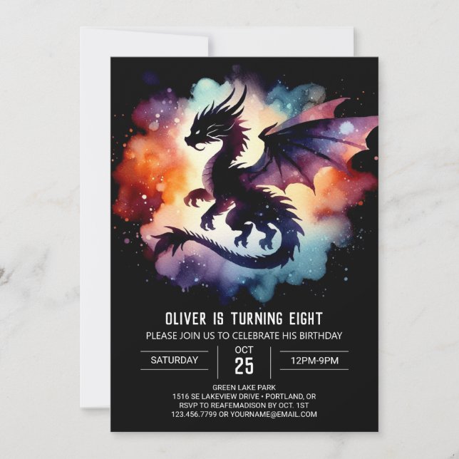Invitation Dragon mystique Anniversaire modifiable (Devant)
