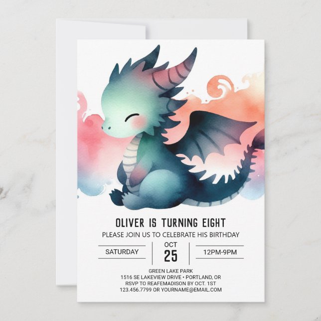 Invitation Dragon mystique Anniversaire numérique (Devant)