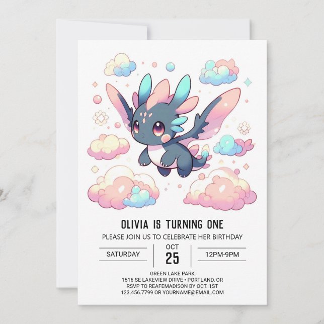 Invitation Dragon mythique 1er anniversaire (Devant)