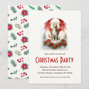 Invitation Dragon Santa Hat Mythique Imaginaire Noël