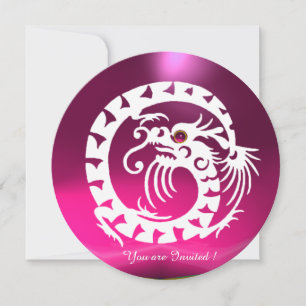 INVITATION DRAGON SERPENT BLANC PINK FUCHSIA VIOLET PIERRE PR