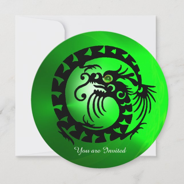 INVITATION DRAGON SERPENT NOIR ÉMERAUDE VERT PIERRE PRÉCIEUSE (Devant)
