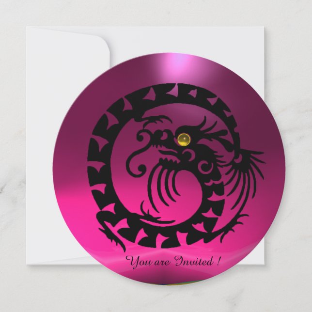 INVITATION DRAGON SERPENT NOIR PIERRE GEMME FUCHSIA VIOLET (Devant)