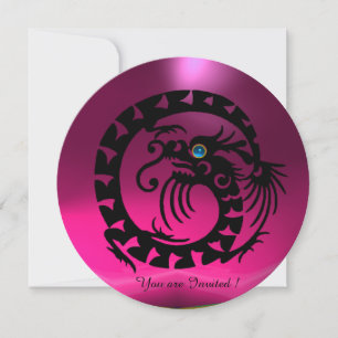 INVITATION DRAGON SERPENT NOIR PIERRE GEMME FUCHSIA VIOLETTE