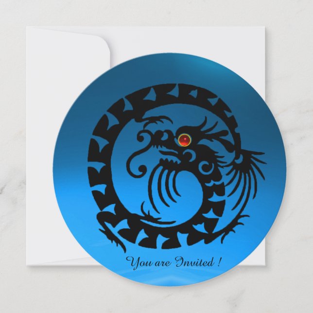 INVITATION DRAGON SERPENT NOIR PIERRE GEMME SAPPHIR BLEU (Devant)